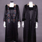 TWO BLACK SILK SATIN DAY DRESSES, EARLY 1920s