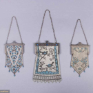 THREE MANDALIAN PAINTED MESH BAGS, AMERICA, 1910-1920s