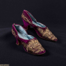 SILK VELVET RAPPORT EMBROIDERED EVENING SHOES, 1860s
