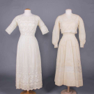 TWO EMBROIDERED OR LACE TEA DRESSES, LATE 1900s