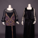 TWO BLACK SILK DAY OR EVENING DRESSES, EARLY 1920s