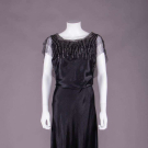 BLACK SILK RHINESTONE EMBELLISHED EVENING GOWN, c. 1929