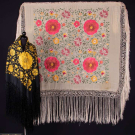TWO CANTON SILK SHAWLS, 1930s
