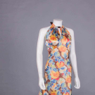 FLORAL PRINTED SILK PARTY DRESS, 1938-1940