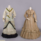 TWO SILK TAFFETA DAY DRESSES, LATE 1860-EARLY 1870s