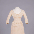 EMBROIDERED SILK MOIRE WEDDING DRESS, c. 1880