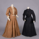 TWO SILK OR WOOL DAY DRESSES, 1904-1908