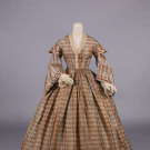 PLAID SILK DAY DRESS, MID 1850s