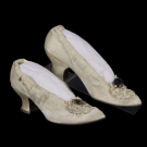 WIENER WERKSTÄTTE EVENING PUMPS W/ JOSEF HOFFMAN ENAMELED BUCKLES, C. 1910