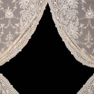 SET OF FOUR EMBROIDERED APPLIQUE CURTAIN PANELS, c. 1900
