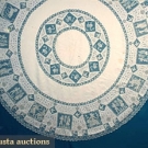 LARGE ROUND LINEN &amp; LACE CLOTH, c. 1900