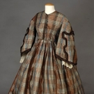 PLAID SILK TAFFETA DAY DRESS, 1850s