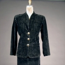 SAINT LAURENT BLACK SUEDE SKIRT SUIT, c. 1980