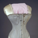 RARE GRAY COTTON NURSING CORSET, c. 1890